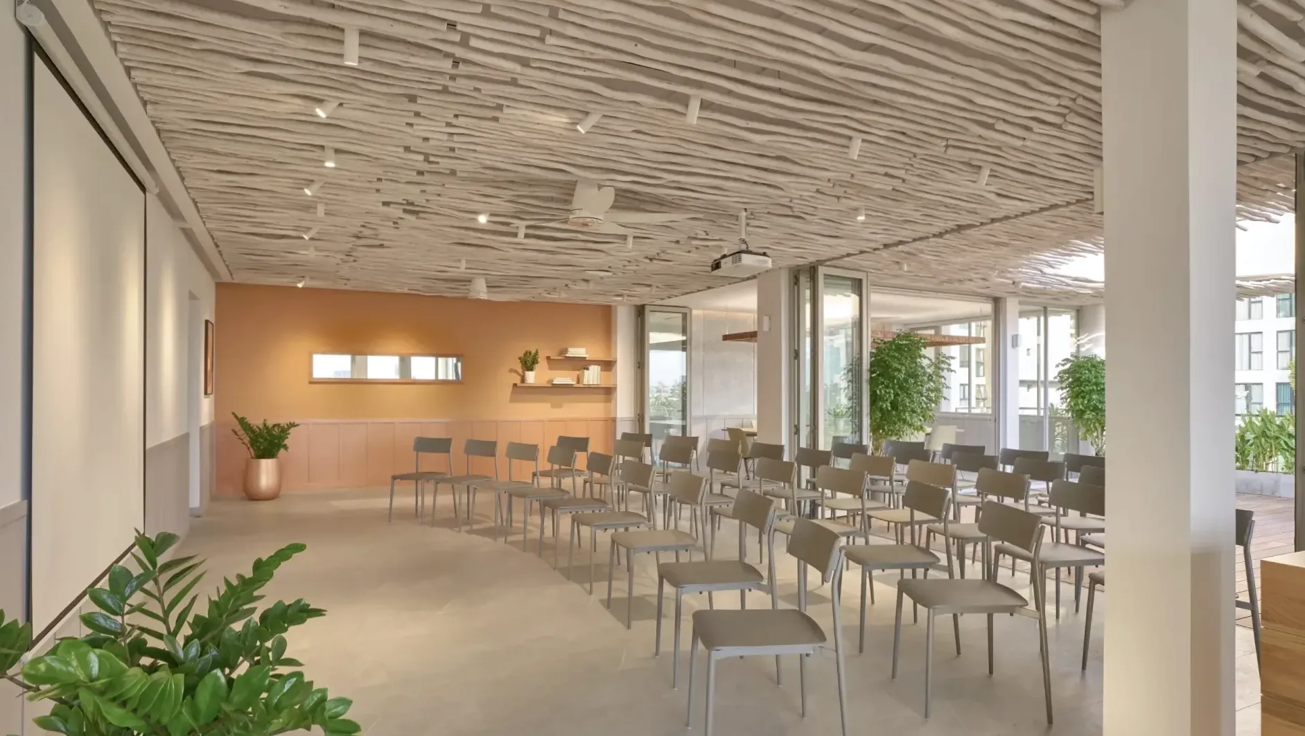Conference room with modern AV and elegant lighting